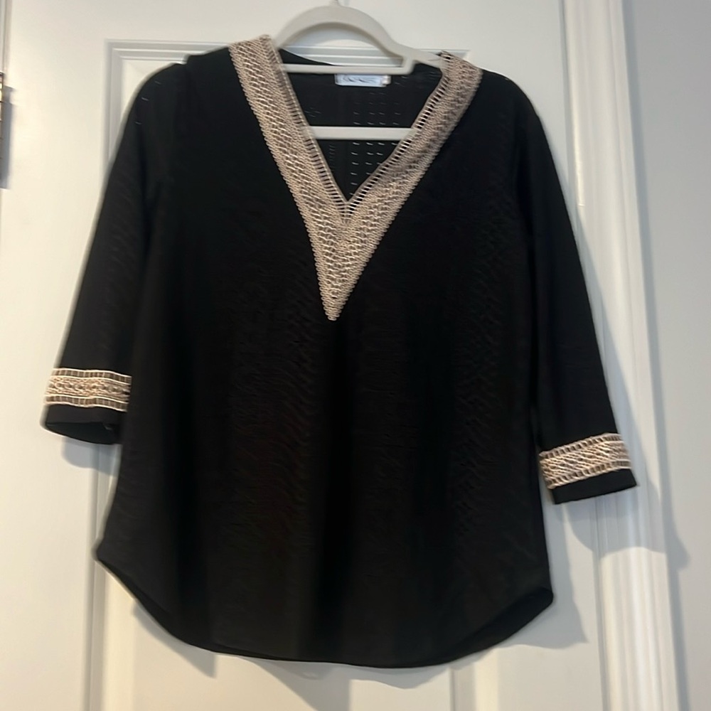 Never Worn black top with crochet details (size S)